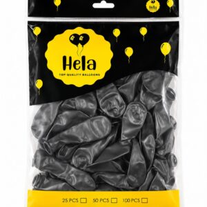 Hela 13cm guminiai chrominiai balionai black