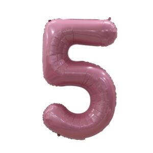 Hela folinis balionas skaičius „5" švelniai rožinis
