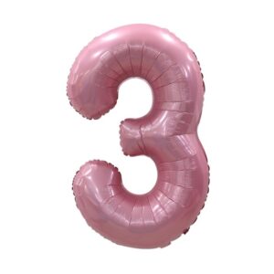 Hela folinis balionas skaičius „3" švelniai rožinis