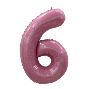 Hela folinis balionas skaičius „6" švelniai rožinis