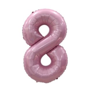 Hela folinis balionas skaičius „8" švelniai rožinis