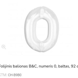 GoDan folinis balionas skaičius „0" baltas