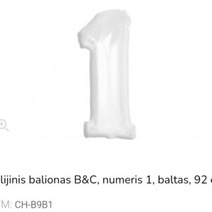 GoDan folinis balionas skaičius „1" baltas