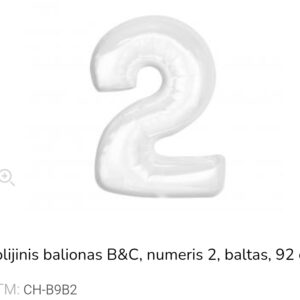 GoDan folinis balionas skaičius „2" baltas