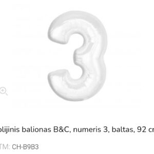 GoDan folinis balionas skaičius „3" baltas