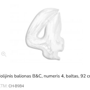 GoDan folinis balionas skaičius „4" baltas
