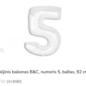 GoDan folinis balionas skaičius „5" baltas
