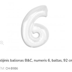 GoDan folinis balionas skaičius „6" baltas