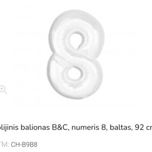 GoDan folinis balionas skaičius „8" baltas
