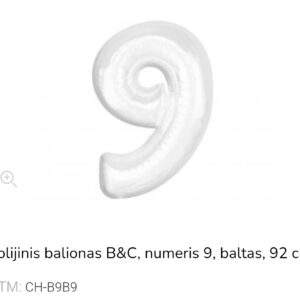 GoDan folinis balionas skaičius „9" baltas