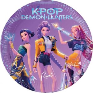 Vienkartinės lėkštės K-POP DEMON HUNTERS 23 cm, 8 vnt.