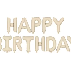 Folinis balionas Happy Birthday, 340x35cm, beige.