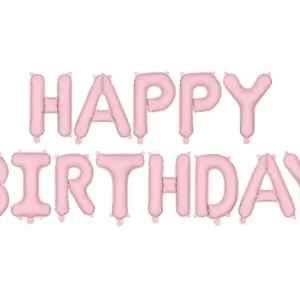 Folinis balionas Happy Birthday, 340x35cm, pink.